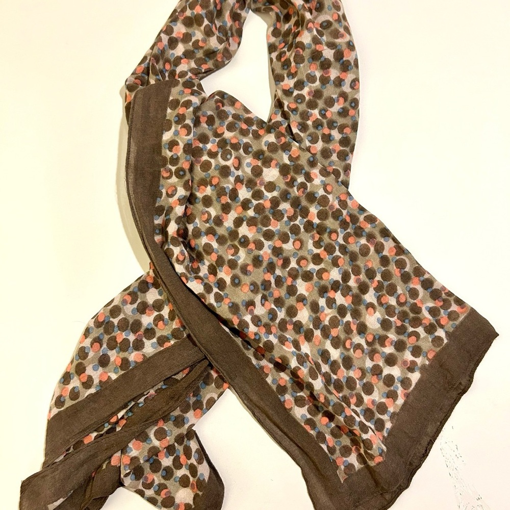 Brown and Orange Confetti Pattern Scarf with Silky Texture 22"x66"